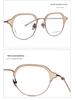 Unisex Full Frame Pure Titanium Eyeglasses with Acetate Oval Eyebrow Line
