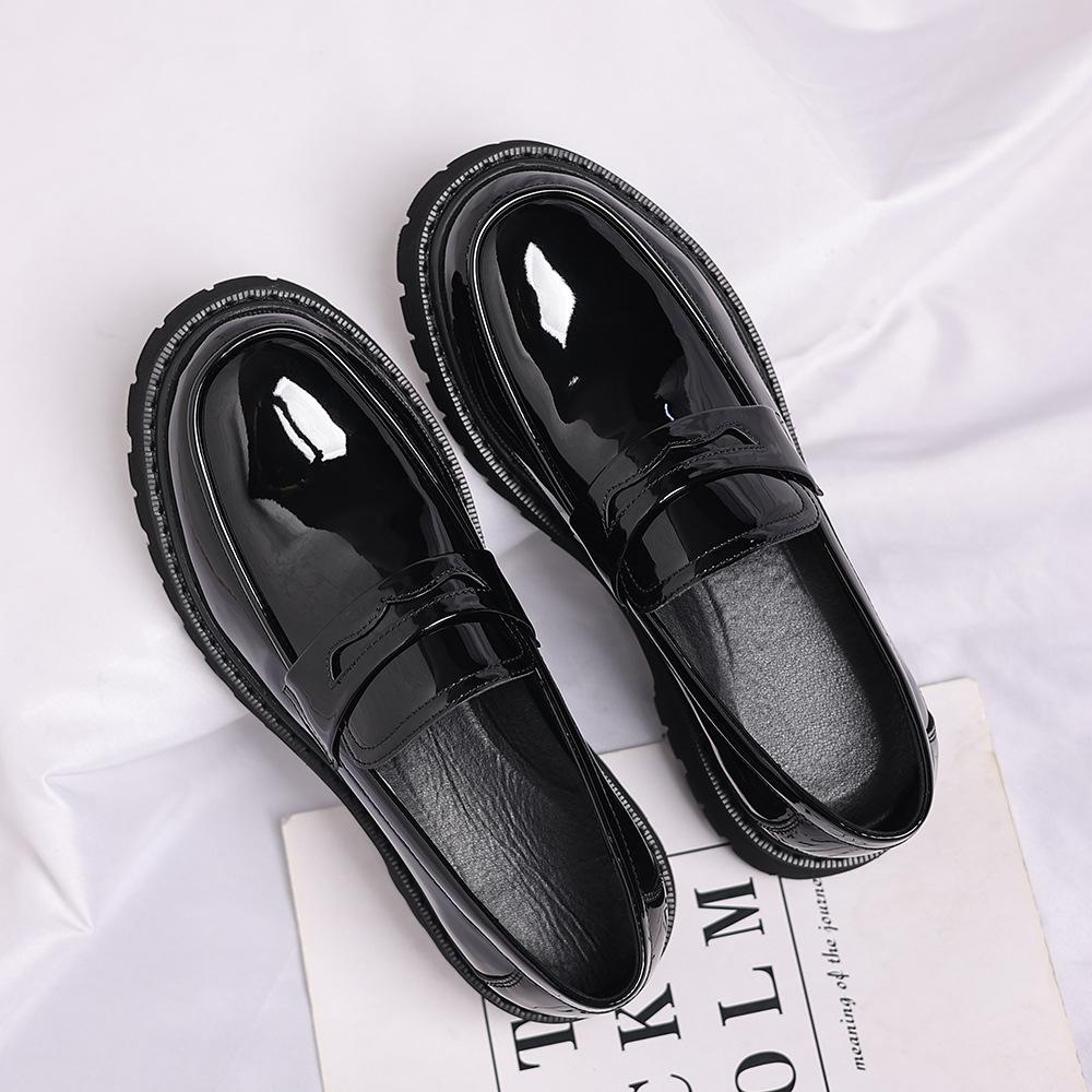 Large size new casual leather shoes fashionable platform foot loafers trendy British style business men's shoes 48
