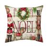 1 PC Reversible Christmas Pillow Covers Set - Santa Snowman Linen Blend Sofa Decor Festive Home Accents