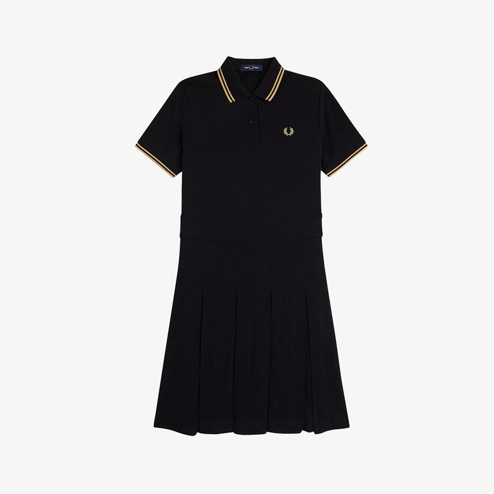 Fred Perry [Womens] Twip Tip Pleated Fred Perry Dress - Black/Champagne Afpf2611177-90A