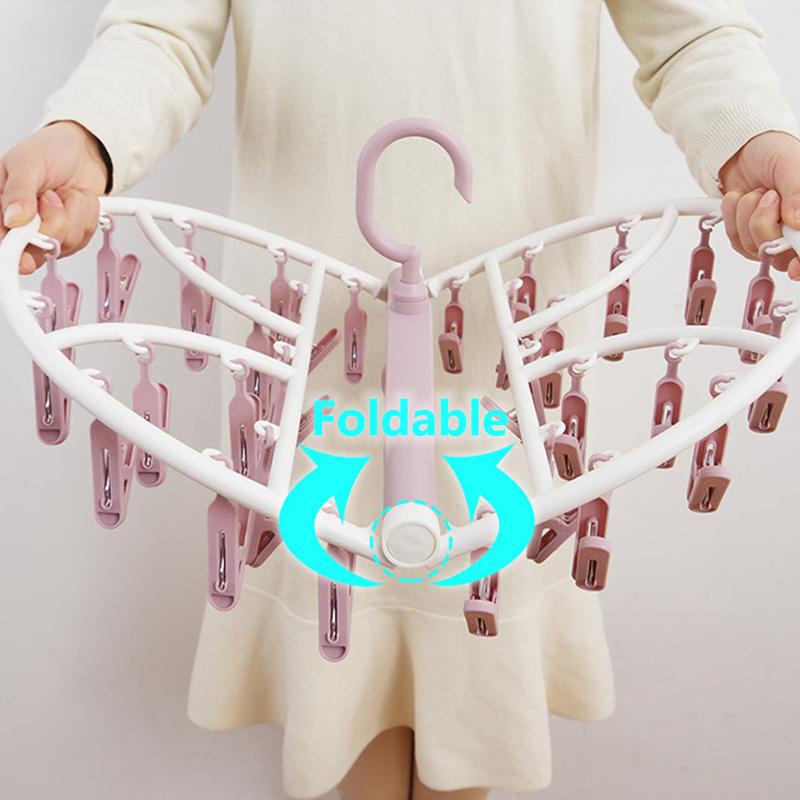 8/32 Sock Clip Multifunctional Sock Drying Clip Cloth Hanger Household Sock Drying Clip 12 Sock Clip Foldable Sock Drying