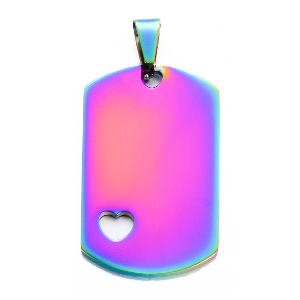 5Pcs Wholesale 5 Colors Military Tag Jewelry with heart Stainless Steel Necklace Pendant High Polished Necklace
