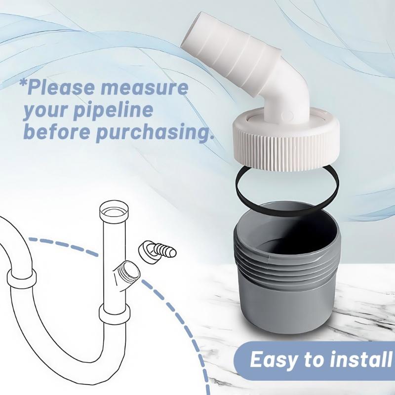 Washing Machine Drain Connector Plastic Construction with Corrosion Resistant Hose Clamp for Dishwasher Dryer Sink