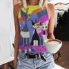 Summer Funny Face Cat 3D Print Tank Tops Women Fashion Streetwear Oversized O-Neck Oest Off Shoulder Sleeveless Woman Camisole