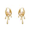 Elegant Pearl Drop Earrings: Irregular Metal 'Lava' Design with European & American Style