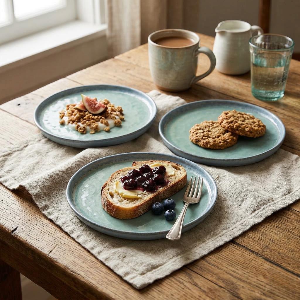 Green Hand-Glazed Stoneware Plate Rustic Ceramics
