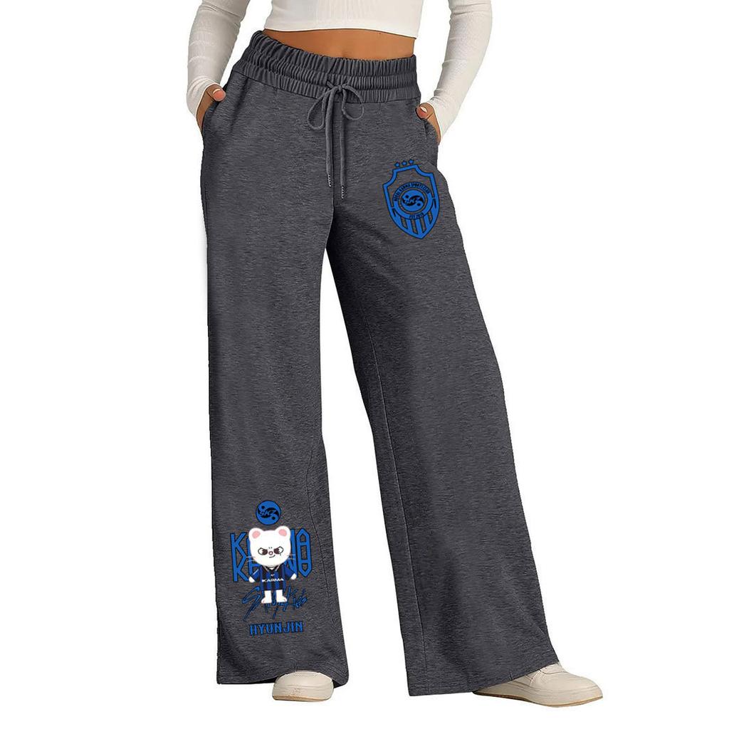 Pantalon de survêtement large unisexe, imprimé Stray Kids, cordon de serrage, pantalon de sport décontracté polyvalent