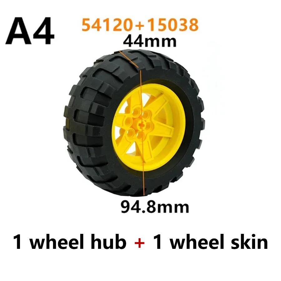 1Pcs Technical Tire & Wheel Hub Building Blocks Compatible with MOC Car Truck Parts