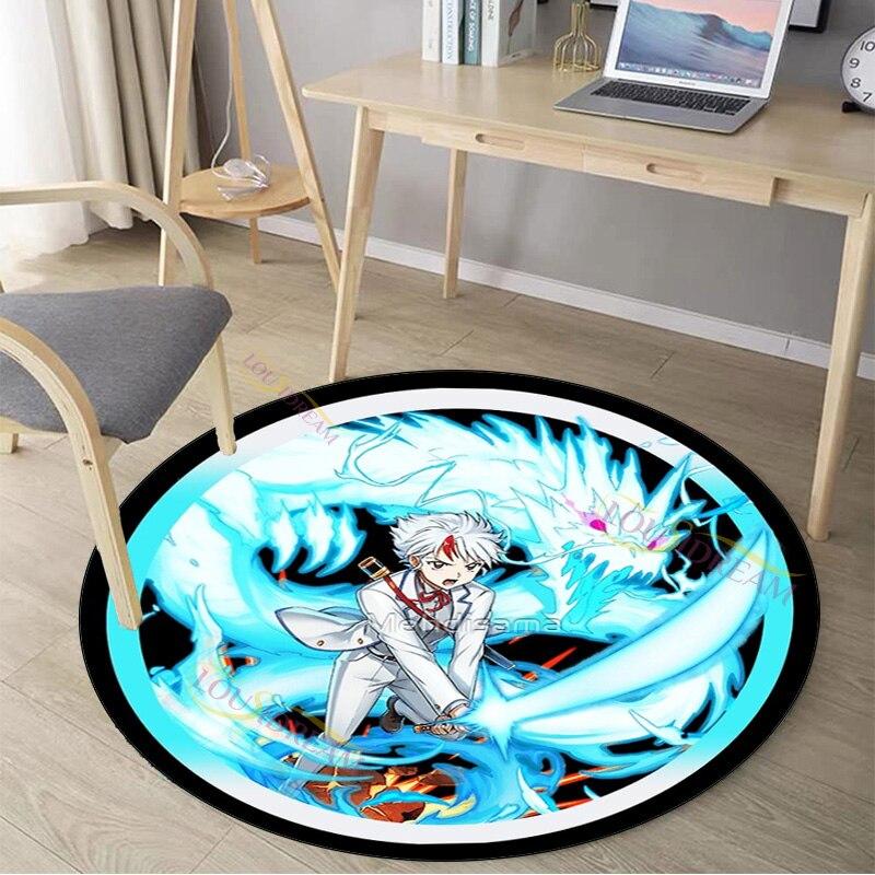 3D-Druck Hanyou No Yashahime Teppichmuster Runder Teppich Heimdekoration Rutschfester runder Teppich für Schlafzimmer Stuhlmatte