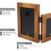 5X7 Double Wooden Hinged Picture Frame Vertical and Horizontal in Distressed Farmhouse Wood Grain, Display 4x6 with Mat or 5x7 without Mat, Folding