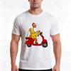 Humorous Rubber Chicken On Motor Scooter Tshirt Summer Casual Cotton Tee Oversized Streetwear Tops Vintage Graphic Print