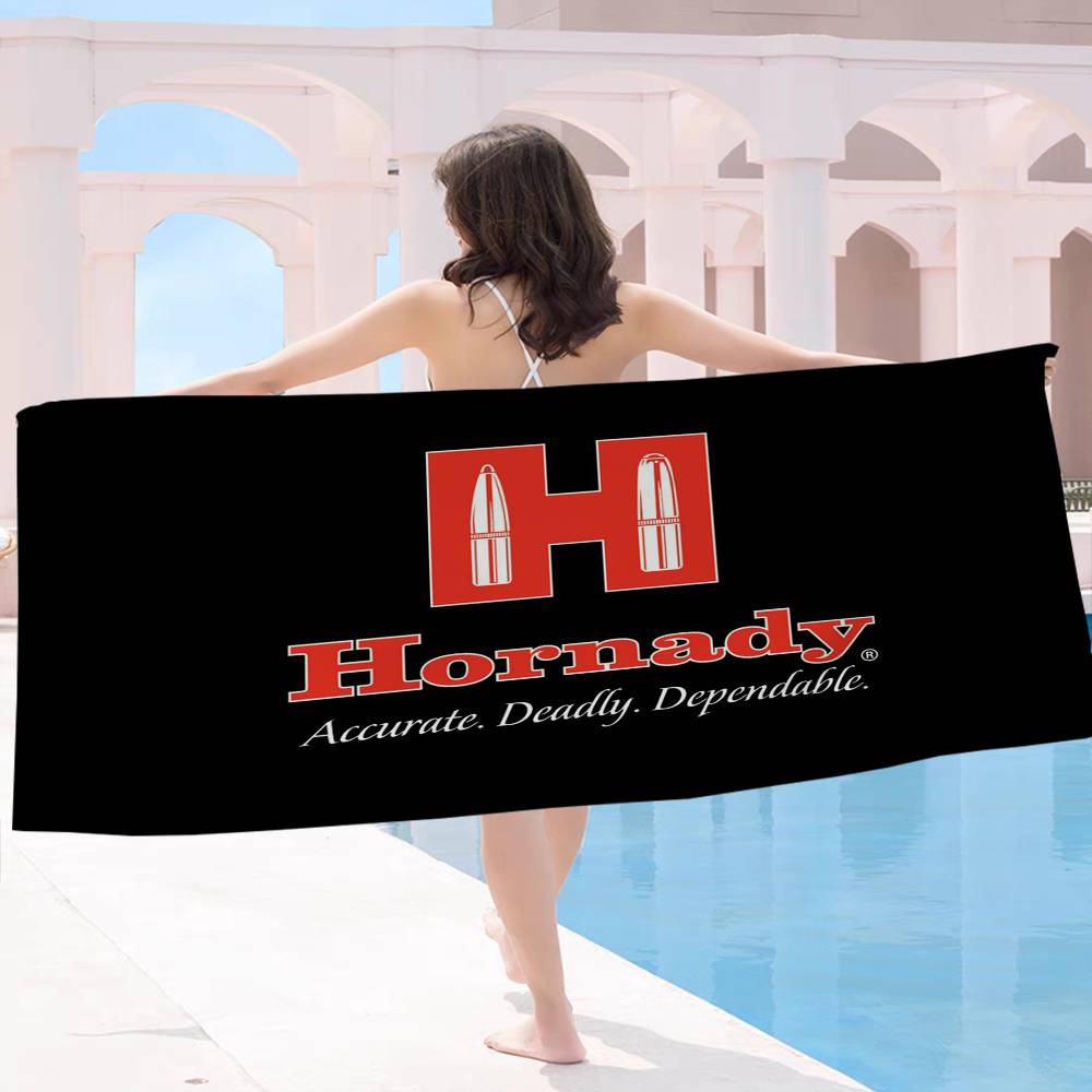 H-Hornady Logo Fashion Beach Towel Colorful Bath Towels For Girl Microfiber Quick Dry Custom Sand Free Beach Yoga Spa Gym Pool
