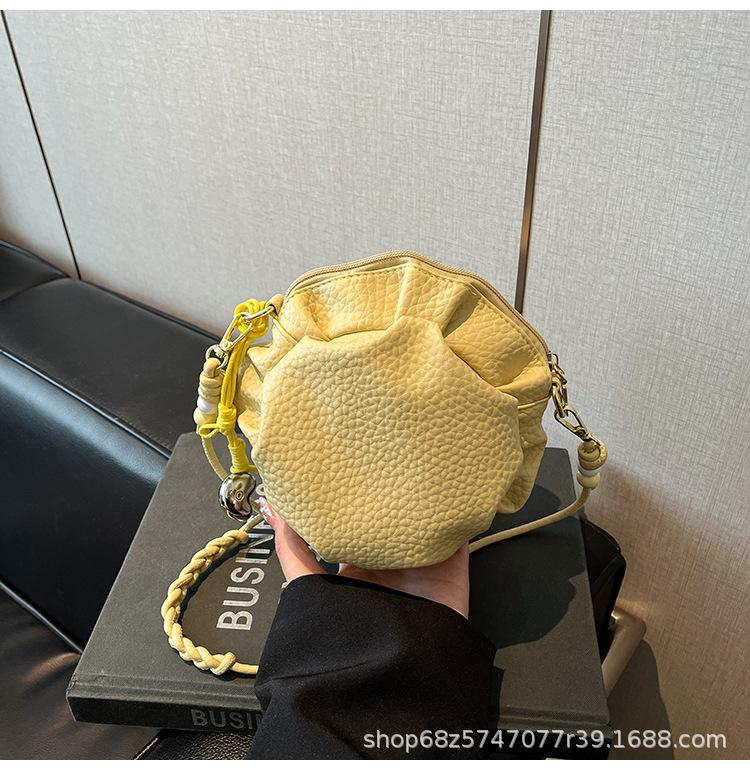 High-end Small Bag Women's 2025 Summer New Korean Version of the Western Pleated Hat Bag Fashionable Commuter Shoulder Crossbody Bag