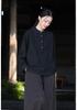 2025 Autumn Cotton Linen Women's Color Block Stand Collar Frog Button Pullover Plus Size Top