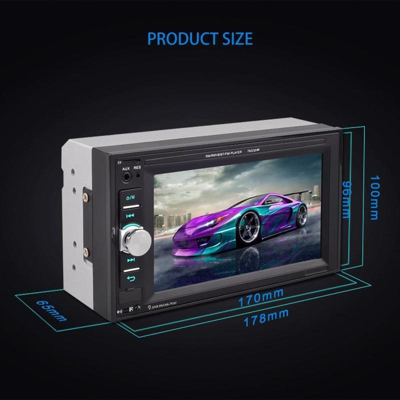 6,2" Universeller 2-DIN Auto-MP5-Player Audio-Touchscreen-Radio Autoradio unterstützt Rückspiegel-Link BT FM-Fernbedienung und Lenkradsteuerung