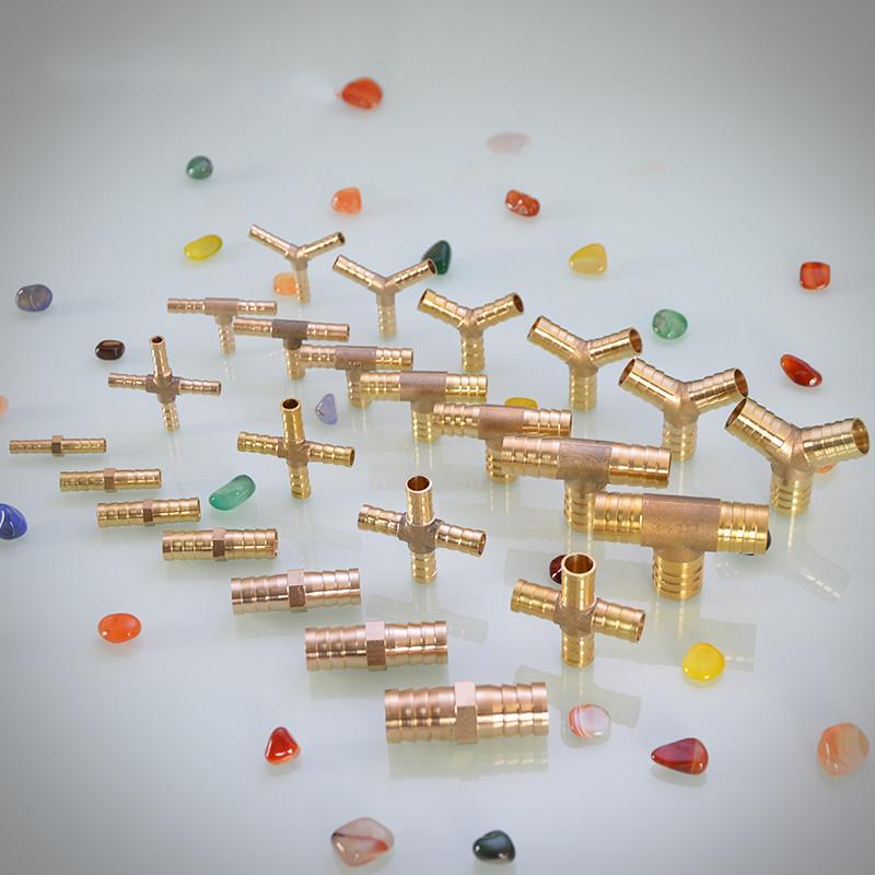 Brass Barb Pipe Fitting Straight Elbow T Y X Shape 2 3 4 Way Connector for 6mm To 19mm 8mm 10mm 14mm 16mm 19mm Copper Water Tube