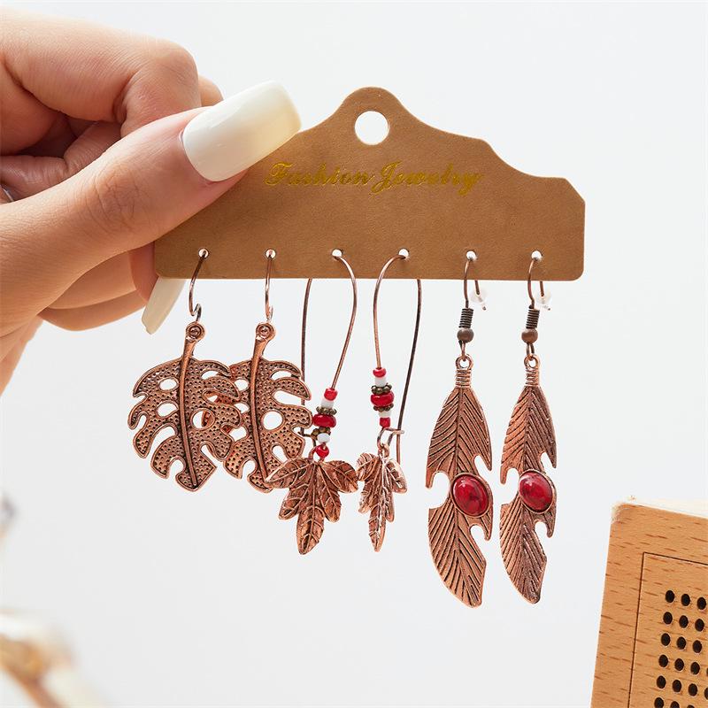 Bohemian Style Tassel & Wing Feather Earrings Set - Ethnic Retro Design
