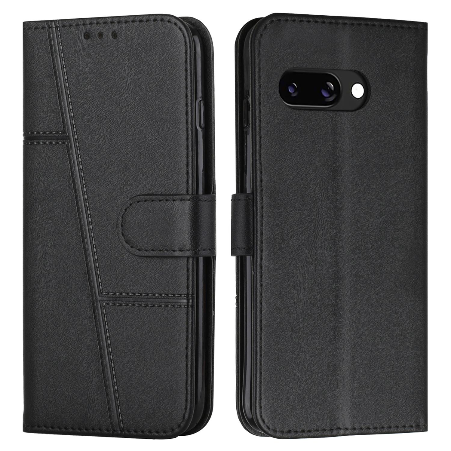 

For Google Pixel 9a Case Stand Flip Protective Leather Phone Cover Black