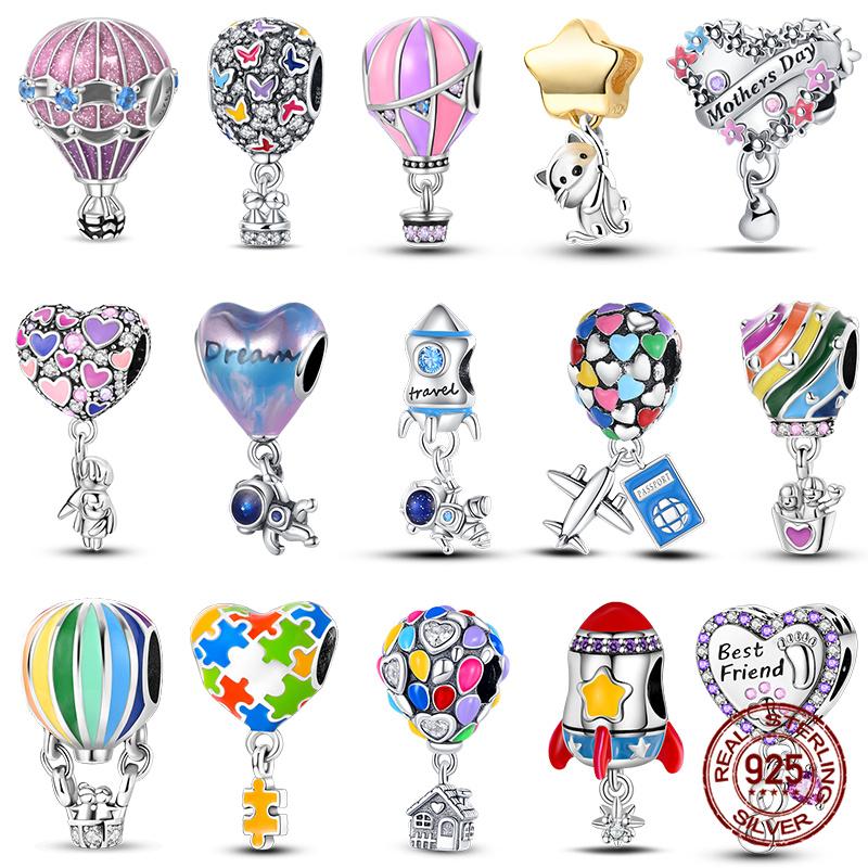 Copper Travelair Balloon Airplane Passport Charms Fitoriginal Bracelets Jewelry Making For Women Gift
