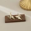 Enamel Butterfly White Color Animal Stud Earrings for Women New Trend Girl Korean Love Aesthetic Daily Life Minimalist Zircon