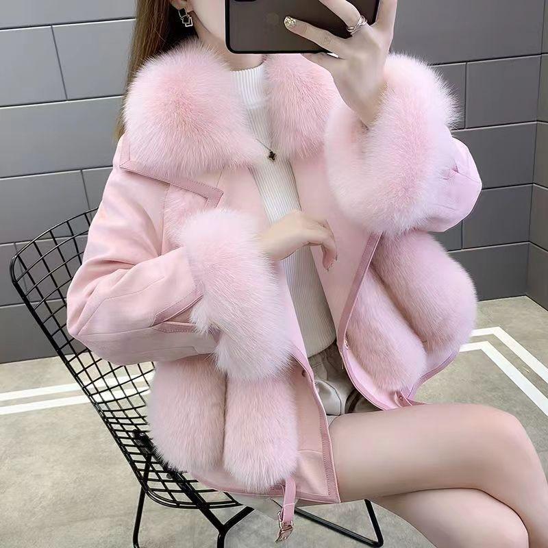 Fur Imitation Fox Hair Short Down Cotton Clothes Women's Winter New Fashion Casual Coat