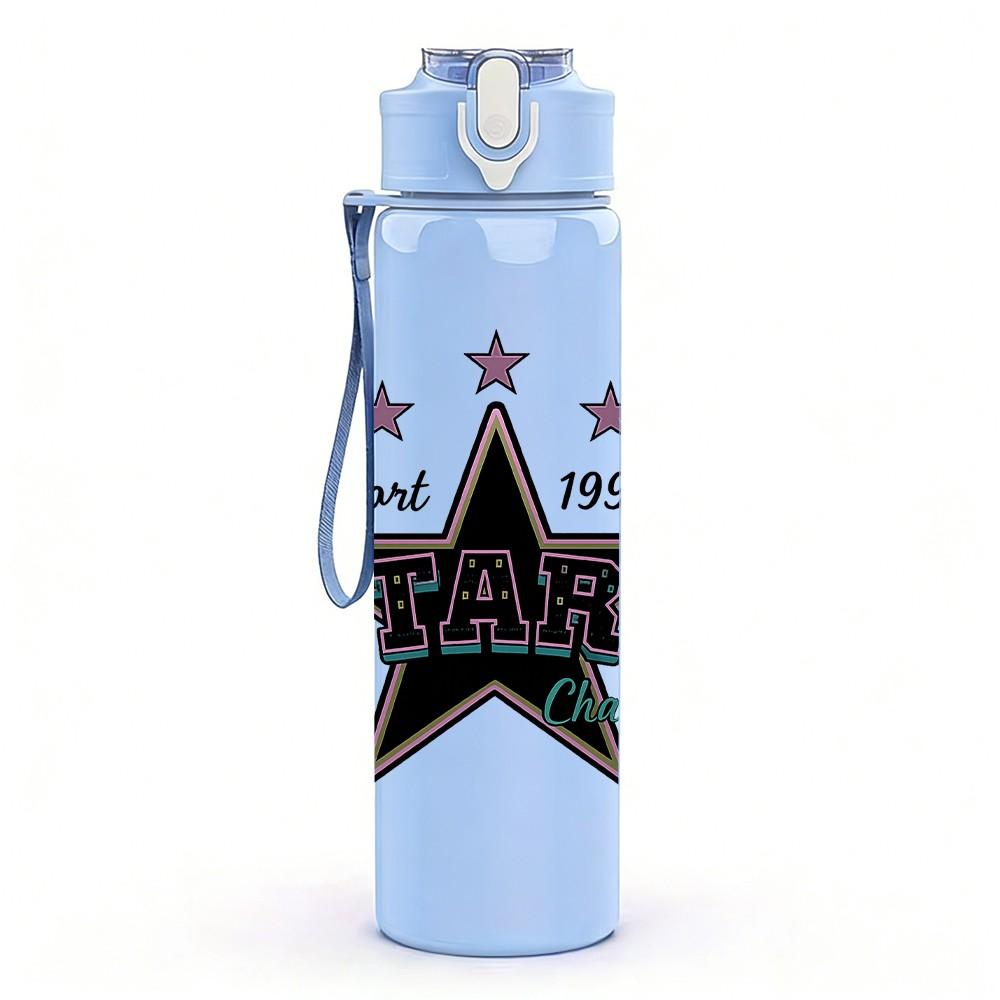 1PC Dark Star Vintage Badge 750ml Color Plastic Sports Water Bottle Leakproof Flip Straw Lid Suitable for Sports Office Home Use