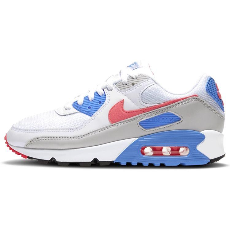 Nike Air Max 90 Hot Coral Women Sneakers White Blue-Crystal Grey-Fog DA8856-100