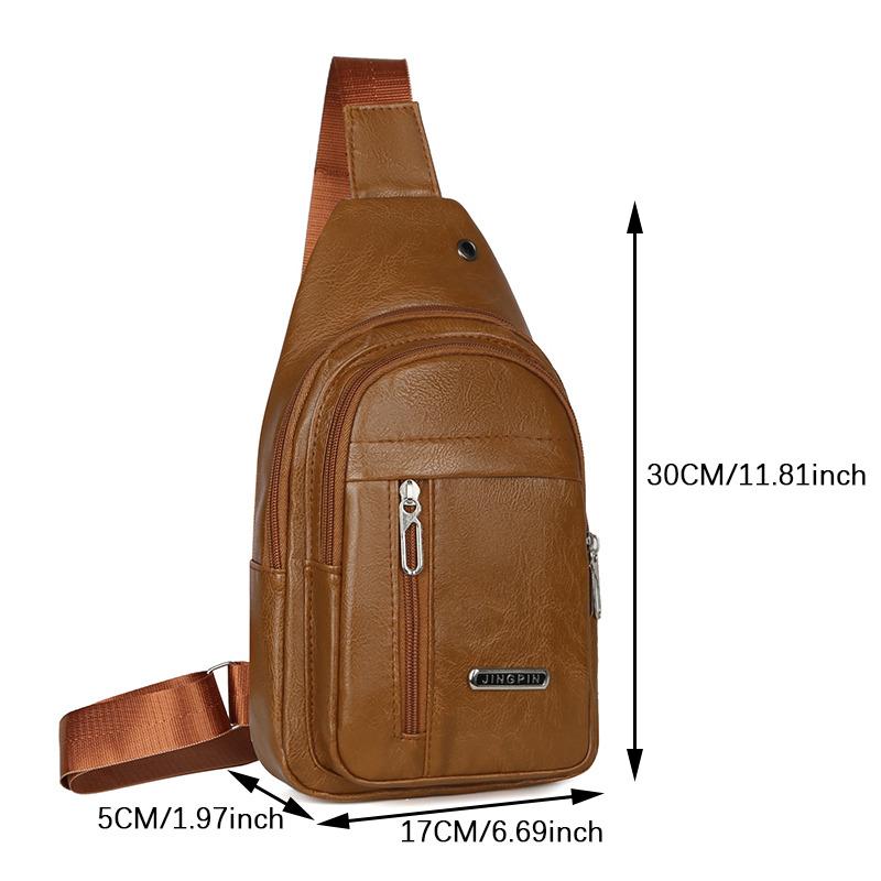 Luxury Soft Leather Men's Chest Bag Business Male Shoulder Crossbody Bag Multifunctional Sling Bag Man Mobile Phone Bag