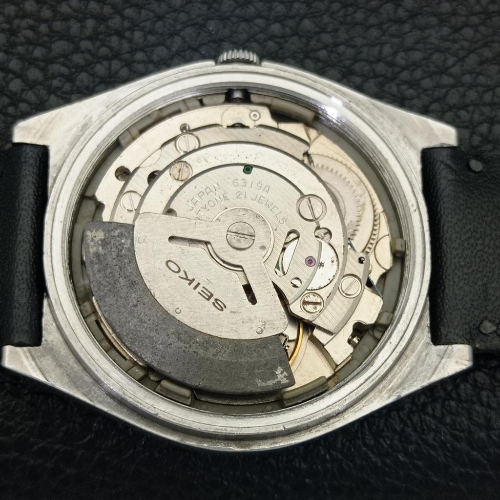 JAPAN 6319A VINTAGE SEIKO 5 AUTOMATIC MENS BLACK COLOR DIAL WATCH A702708-1 R210-a702708