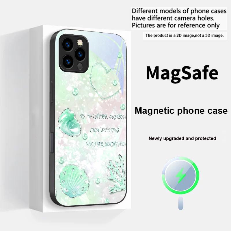 Beautiful Purple Shell For Magsafe iPhone 17 Pro Max 16 E 15 14 13 Plus 12 Mini 11 17 Air XR Xs Max 7 Plus Glass Phone Case