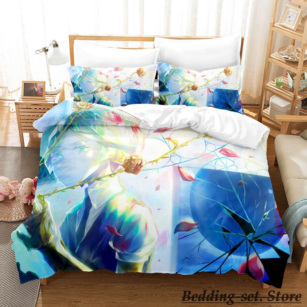 2023 Houseki No Kuni Bedding Set Cartoon Anime three-piece Set Adult Kid Bedroom Duvetcover Sets 3D Kawaii Girls Duvet Cover