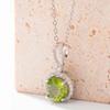 925 Sterlingsilber Peridot und Zirkon Halskette mit mikrogefasstem Weißsaphir Edelsteinanhänger