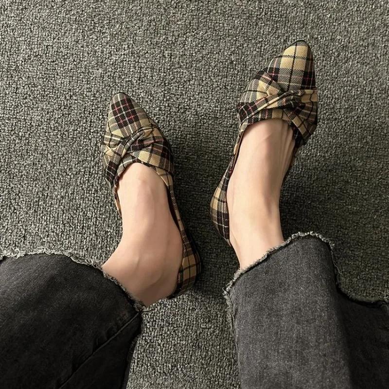 fashion Flats Shoes Women 2024 Spring New Fashion Bow Pointed Toed Shoes for Women Slip-On Casual Shallow Women's Soft Single Shoes