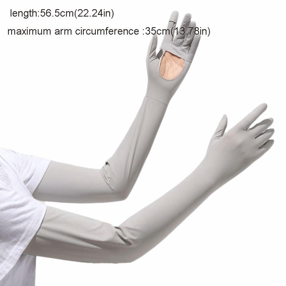 Thin Solid Color Long Sleeve Sun Protection Flip Sunscreen Sleeve Gloves Quick-drying Cooling Summer Arm Cover Fishing