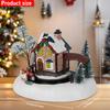 Animation Christmas Village Train Station Pre-lit Resin Collectible Building Figurine with Rotating Train Indoor Christmas Scene