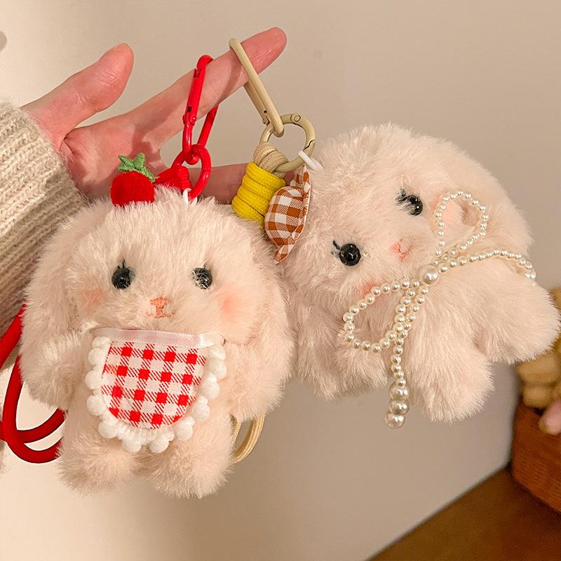 Cartoon Plush Rabbit Keychain Stuffed Doll Toy Bag Pendant Charms Car Keyring Accessories For Women Couples Kawaii Gift