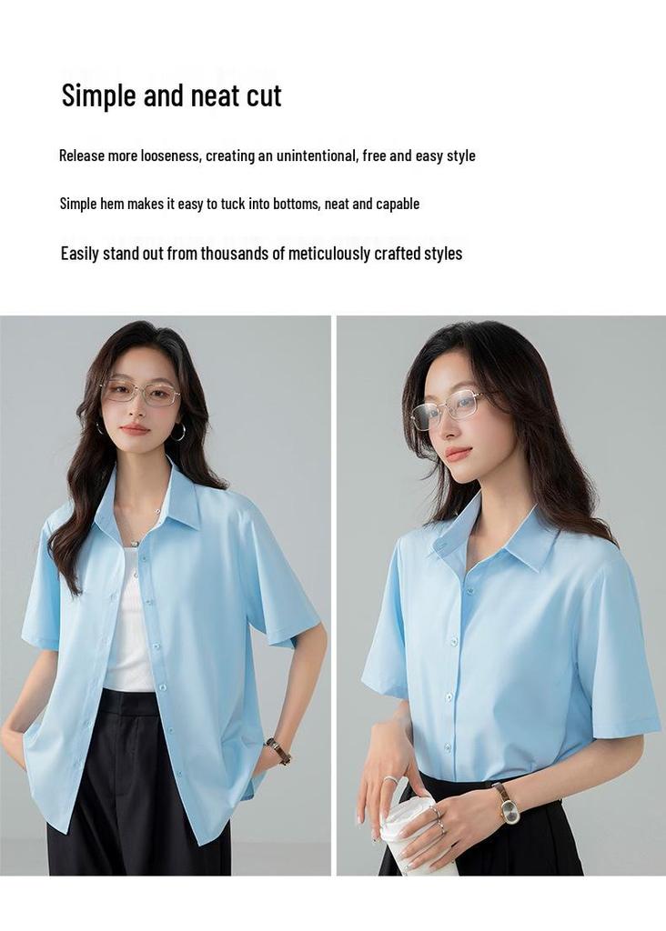 Summer Women's Short-Sleeve Loose Casual White Shirt - Korean OL Style