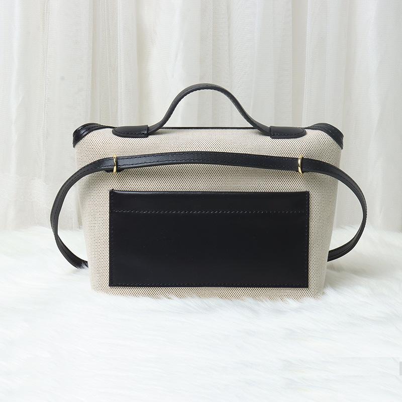 Women'S Bag Canvas With Cowhide Casual Bag Shoulder Messenger Handbag Fashionable And Versatile