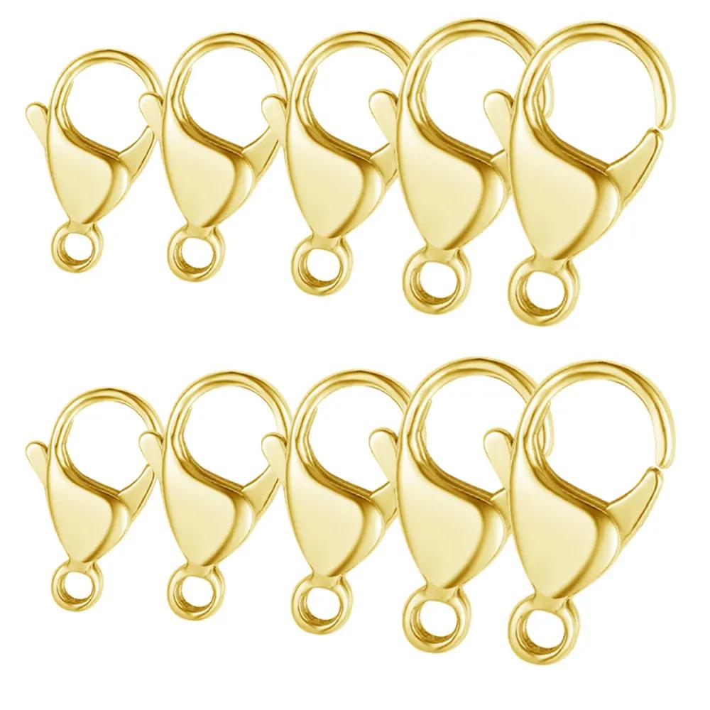 10pcs/lot Gold Mirror Polished 316L Stainless Steel Lobster Clasp 9-19mm Diy Jewelry Clasps for Necklace Bracelet Making