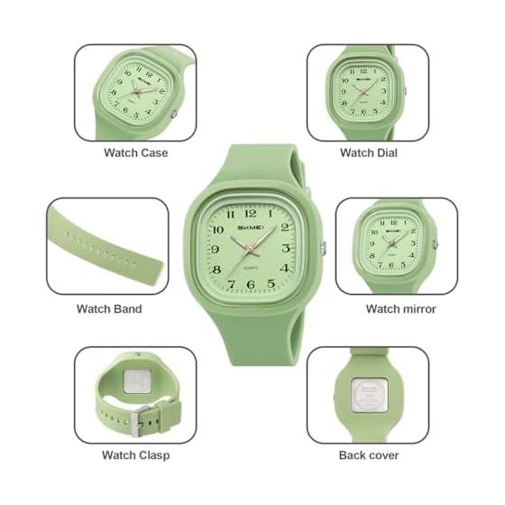 Square Watch for Women, Silicone, Waterproof, Sports, Cute, Student, Simple, Arm Watch, For Women, Stylish, Casual, Arabic Numerals, Easy To Read