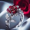 Luxurious Sparkling Zircon Red Rose Flower Ring, Suitable As A Jewelry Gift for Valentine's Day Parties To Give To Girlfriends