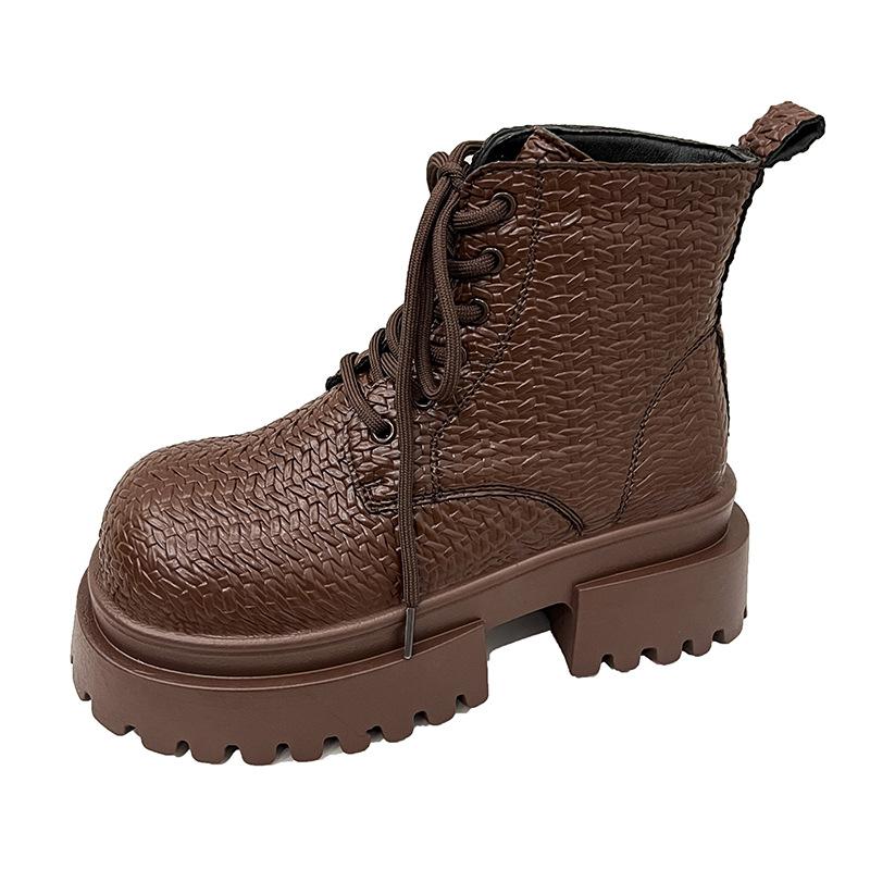 Woven hollow Martin boots women's thin 2025 summer new European thick-soled cool boots women's Internet celebrity locomotive short boots