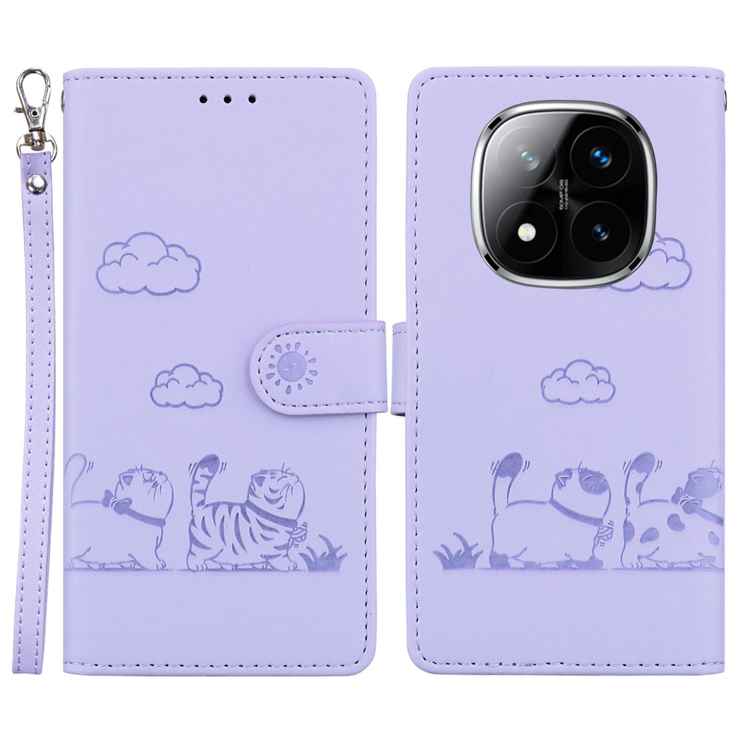 

For Xiaomi Redmi Note 14 Pro 5G/Poco X7 5G Case RFID Blocking Kitten Pattern TPU+PU Leather Phone Cover F