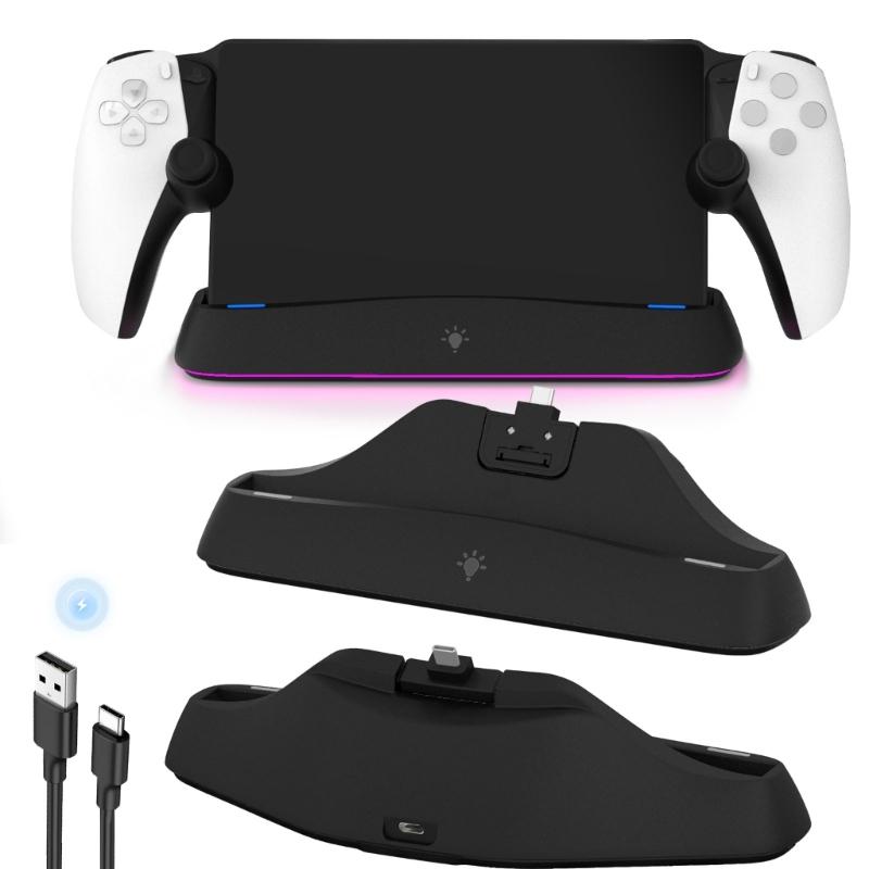 Charging Dock Station Fast Charger Holder Tabletop Charging Base for Console Charger Stand with Adjustable Light