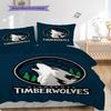 Minnesota Timberwolves Logo Three-piece set(1 * duvet cover + 2 * pillowcase, without core)Soft and comfortable Christmas birthday gift Bedding set