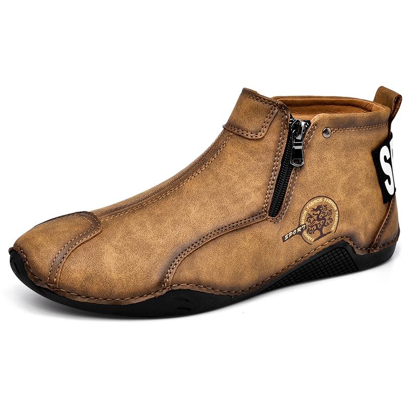 

Роскошные брендовые мужские ботинки Chelsea, ботильоны, уличные кроссовки для активного отдыха, мягкая подошва, британский стиль, ретро, коричневые, высокие кожаные туфли 46 жёлтый