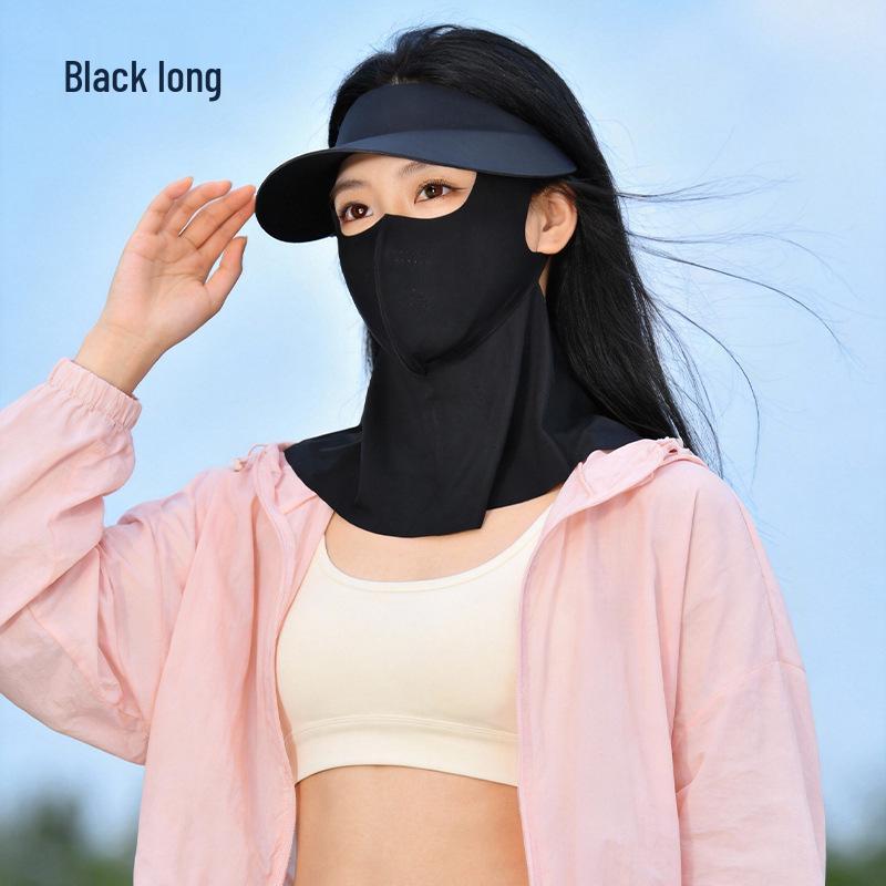 Women's Detachable Brim Sun Protection Face Mask, Ice Silk UV Shield, Full Face and Neck Coverage, Breathable Summer Facekini.