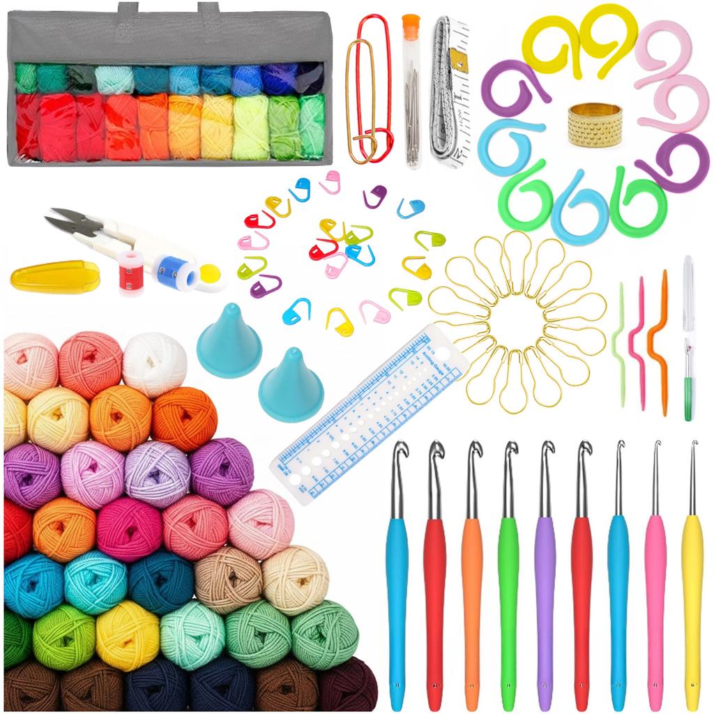 Crochet Kit, Yarn, Xxl, Crochet Hooks, Accessories, 113 Pieces, Diy