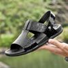 High Quality Cowhide Slippers Breathable Outdoor Walking Shoes Mens Open Toe Sandals Lightweight Luxury Brand Male Beach Sandals