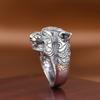 Adjustable Vintage Tiger Head Ring Men Women Copper Plated Retro Geometric Statement Band